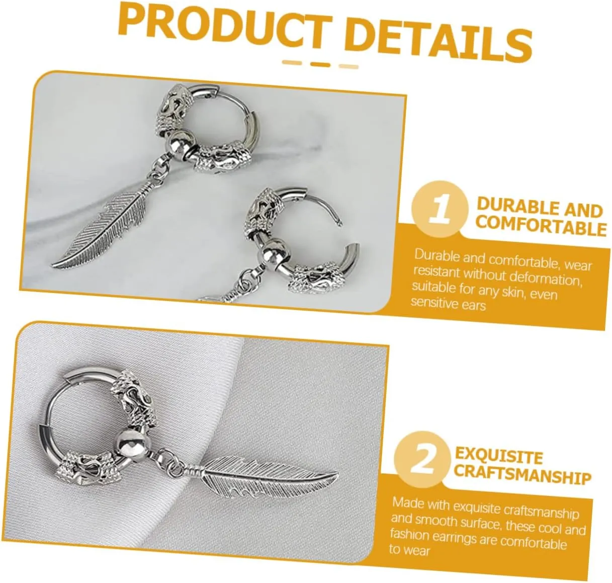 1 Pair Dragon Leaf Earrings Hoops Earrings Men Earrings for Women Dangling Mens Earrings Fashion Jewelry