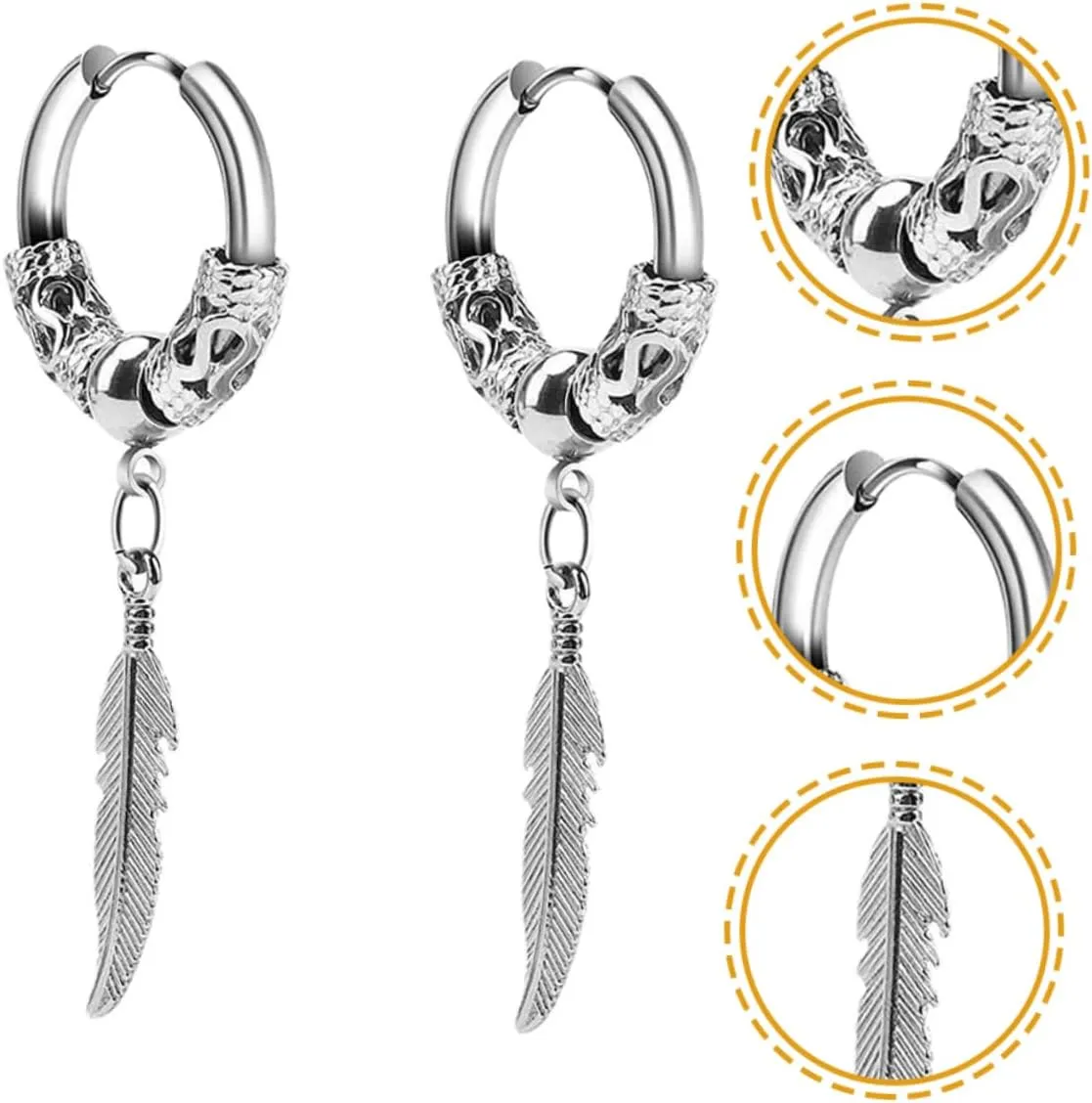 1 Pair Dragon Leaf Earrings Hoops Earrings Men Earrings for Women Dangling Mens Earrings Fashion Jewelry