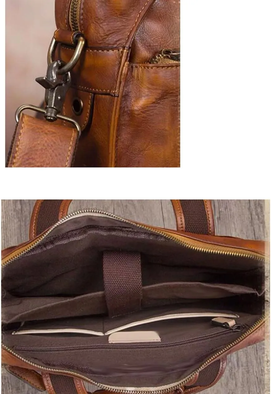 14Inch Mens Handbags Messenger Shoulder Bags Genuine Leather Business Briefcases Laptop Bags Crossbody Bags