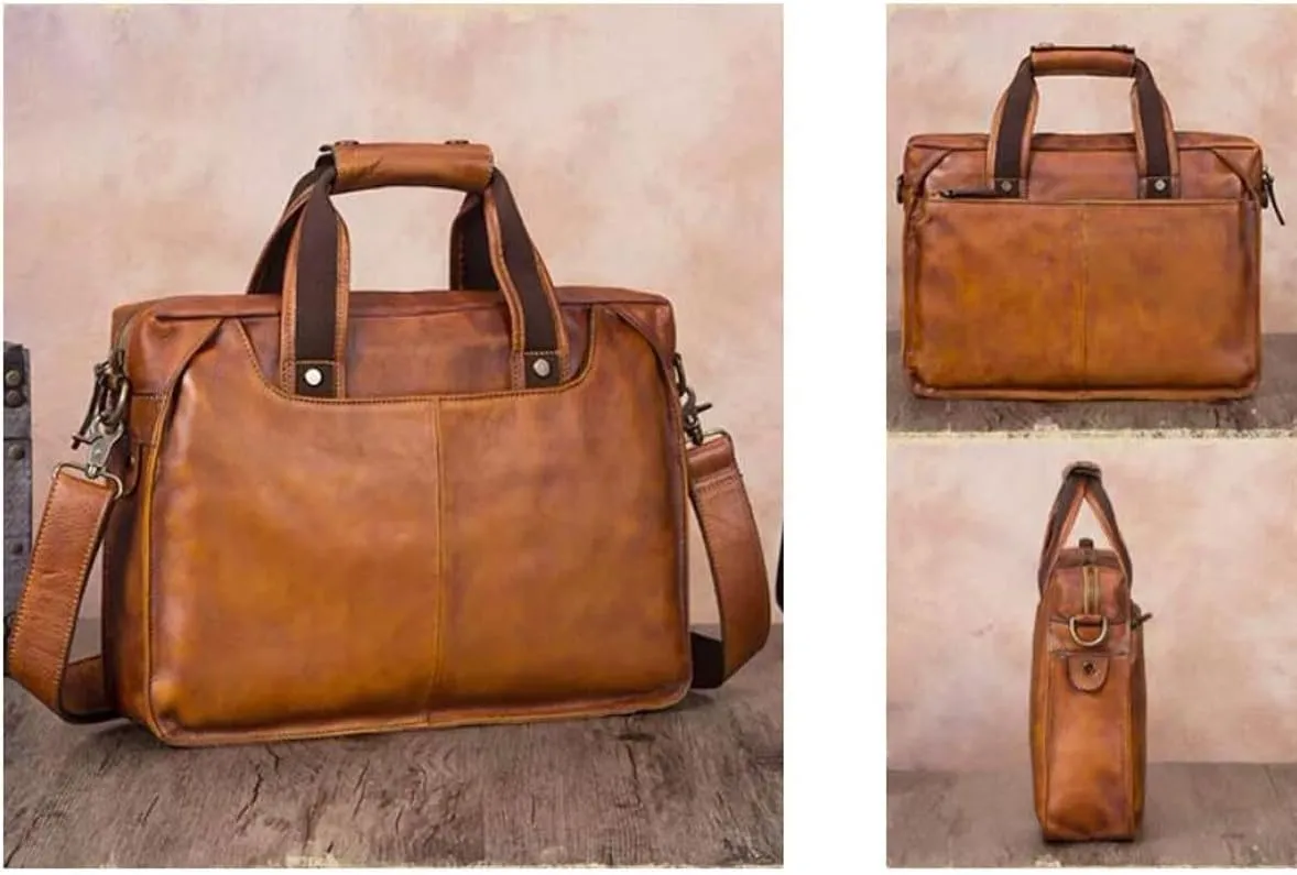 14Inch Mens Handbags Messenger Shoulder Bags Genuine Leather Business Briefcases Laptop Bags Crossbody Bags