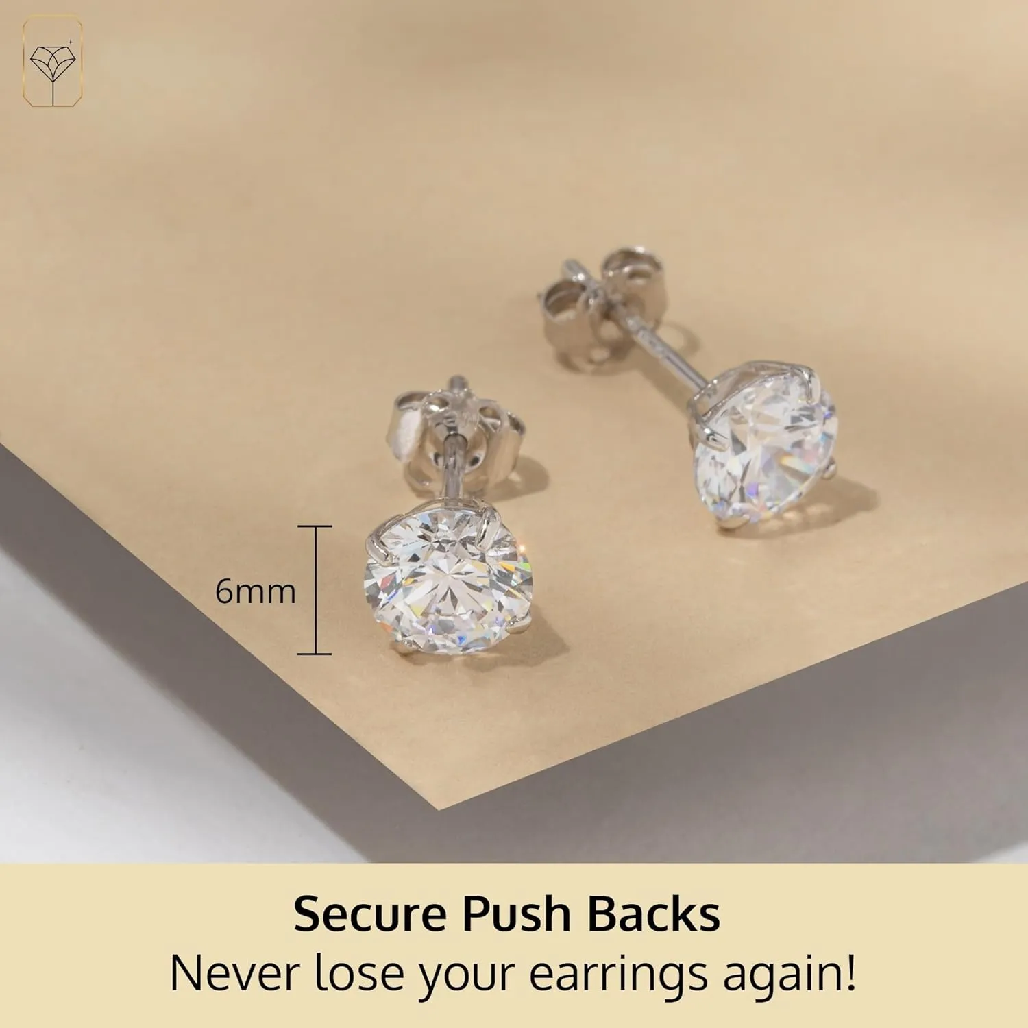 14k Gold Solitaire Round Cubic Zirconia Earrings Studs for Women & Men | Anti Tarnishing CZ Stud Earrings with 14k Gold Butterfly Pushbacks | 4MM-7.5MM by MAX   STONE