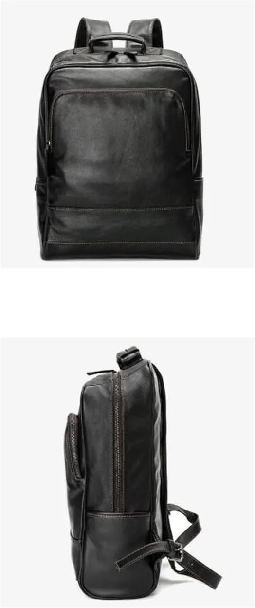 15.3Inch Mens Backpacks Genuine Leather Laptop Bags Casual Daypack Briefcases Computers Bags Luggage Bags Bookbags(Brown)