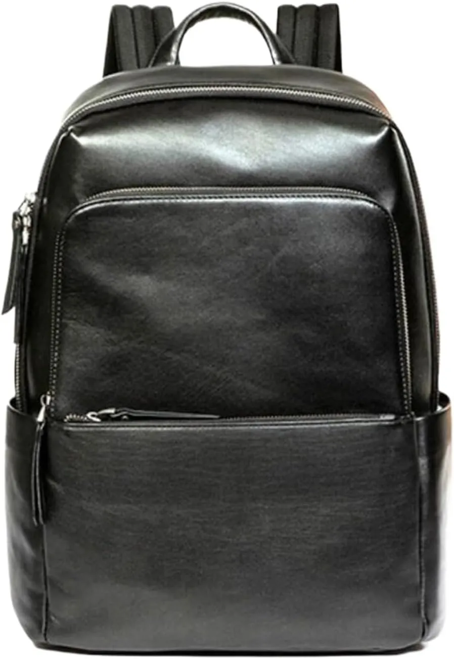 15.7Inch Luggage Travel Bags Backpacks Genuine Leather Laptop Bags Mens Casual Daypack Briefcases Computers Bags