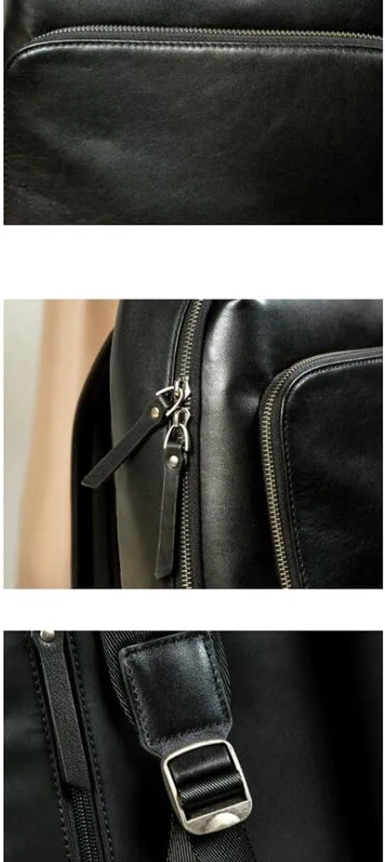 15.7Inch Luggage Travel Bags Backpacks Genuine Leather Laptop Bags Mens Casual Daypack Briefcases Computers Bags