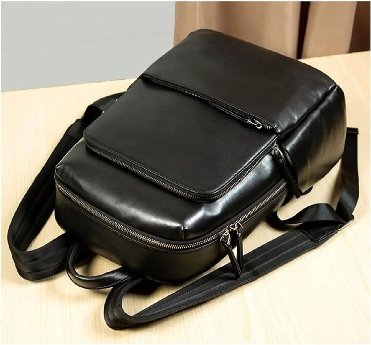 15.7Inch Luggage Travel Bags Backpacks Genuine Leather Laptop Bags Mens Casual Daypack Briefcases Computers Bags