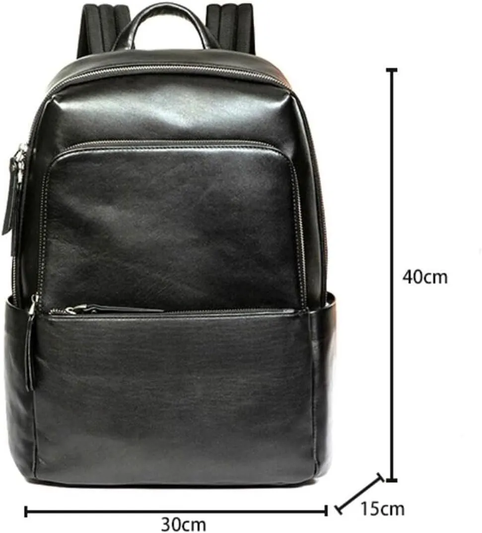 15.7Inch Luggage Travel Bags Backpacks Genuine Leather Laptop Bags Mens Casual Daypack Briefcases Computers Bags