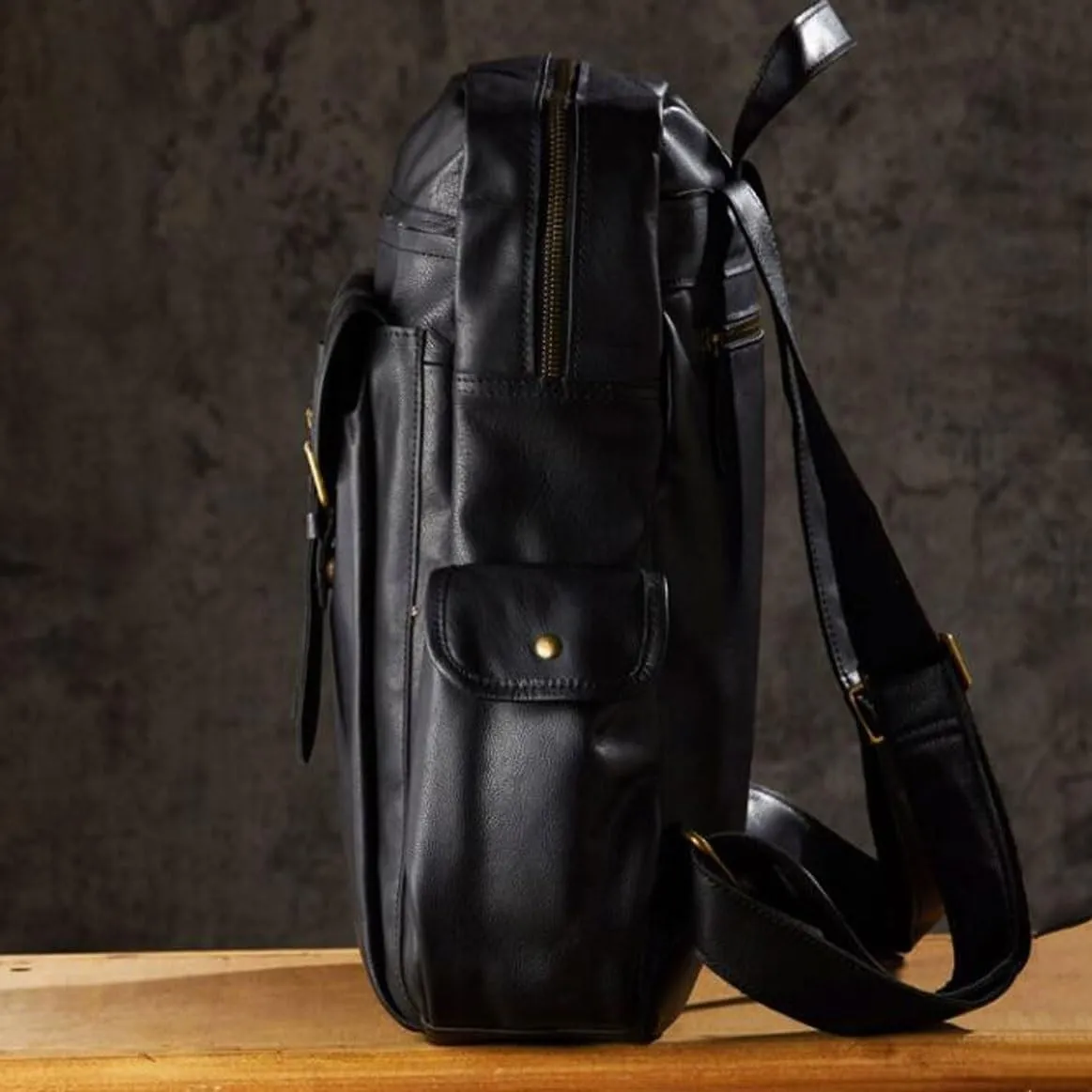 16.5Inch Backpacks Mens Genuine Leather Briefcases Computers Bags Laptop Bags Casual Daypack Travel Bags