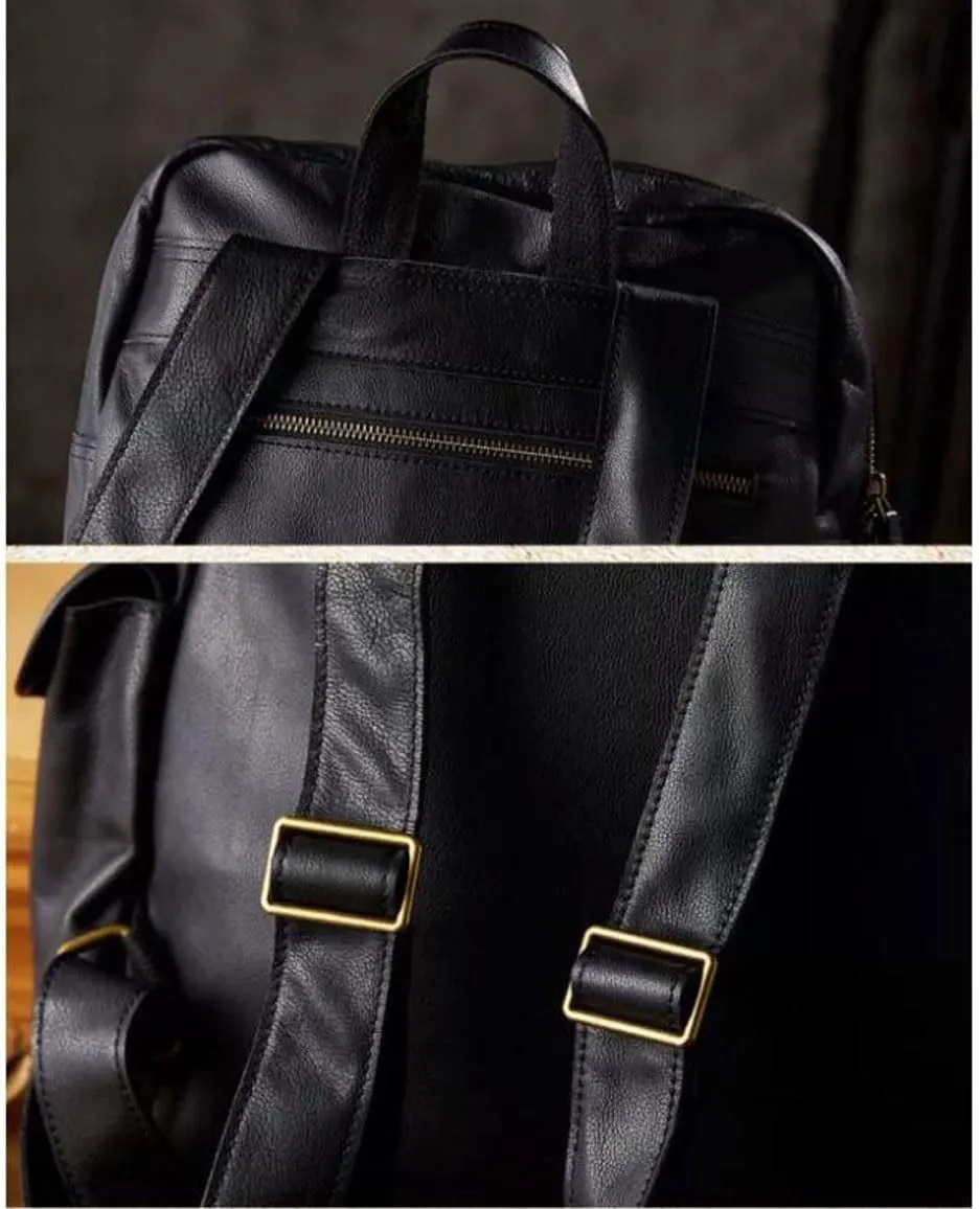 16.5Inch Backpacks Mens Genuine Leather Briefcases Computers Bags Laptop Bags Casual Daypack Travel Bags
