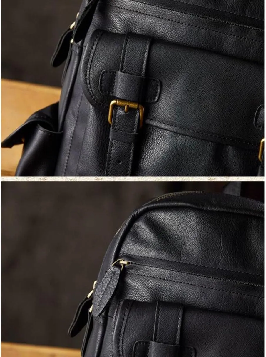 16.5Inch Backpacks Mens Genuine Leather Briefcases Computers Bags Laptop Bags Casual Daypack Travel Bags