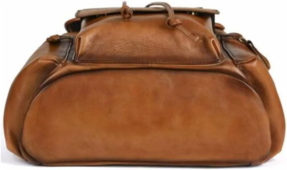 16.5Inch Briefcases Mens Backpacks Genuine Leather Laptop Bags Computers Bags Casual Daypack Luggage Travel Bags(Brown-1)