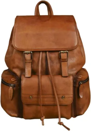 16.5Inch Briefcases Mens Backpacks Genuine Leather Laptop Bags Computers Bags Casual Daypack Luggage Travel Bags(Brown-1)