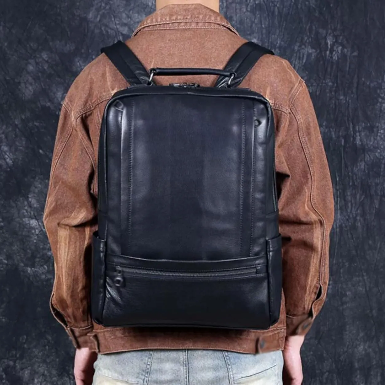 16.5Inch Travel Bags Genuine Leather Backpacks Mens Laptop Bags Computers Bags Casual Daypack Briefcases