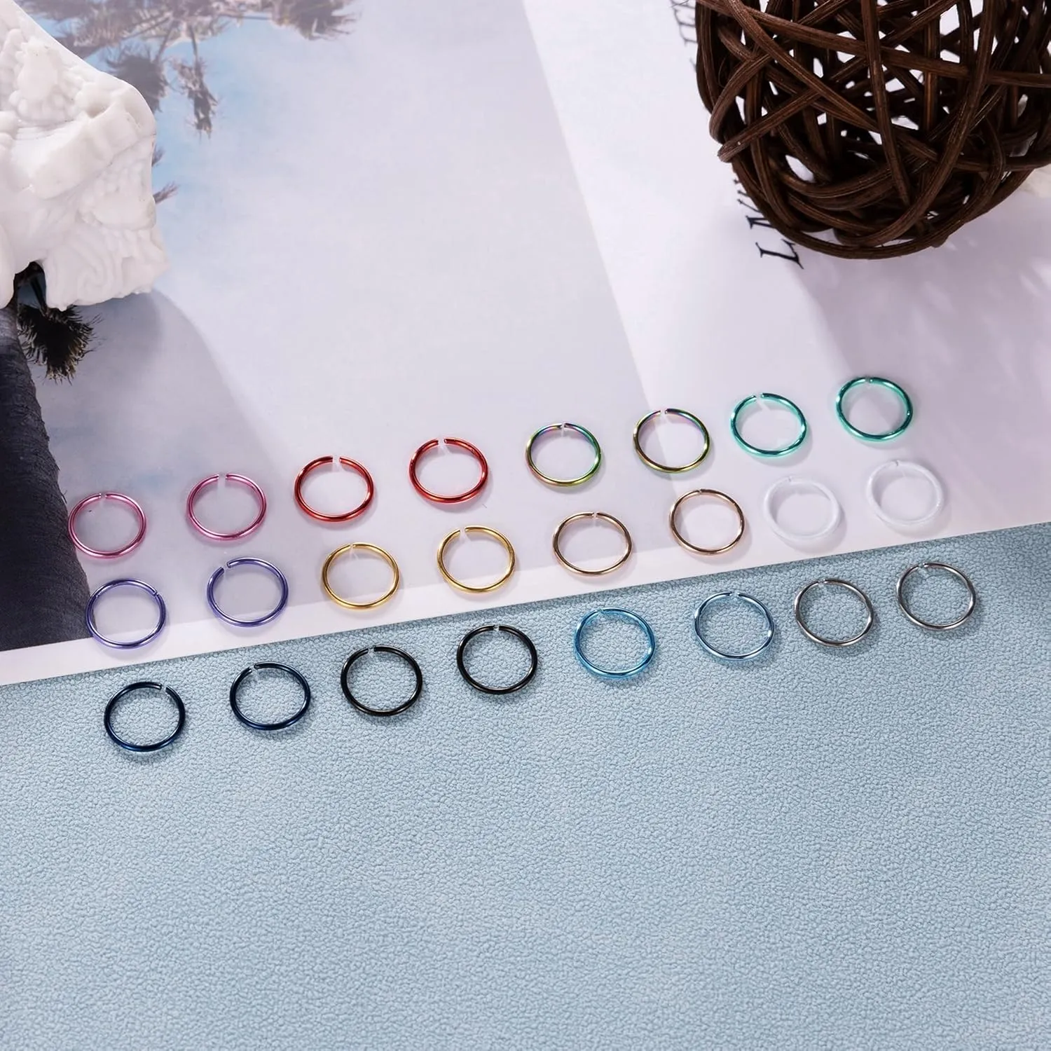 18G 20G 22G Stainless Steel Nose Rings Hoops for Women Men Cartilage Helix Earring Hoops Lip Rings Nose Piercing Jewelry