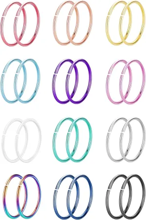 18G 20G 22G Stainless Steel Nose Rings Hoops for Women Men Cartilage Helix Earring Hoops Lip Rings Nose Piercing Jewelry