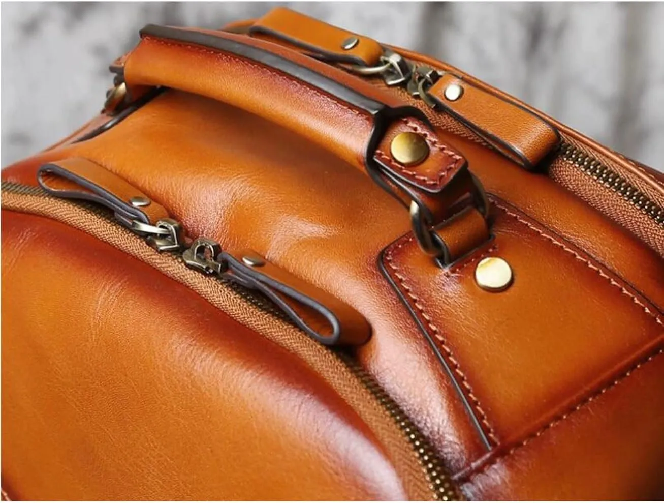 18Inch Genuine Leather Backpacks Mens Laptop Bags Computers Bags Casual Daypack Briefcases Travel Bags(Black)