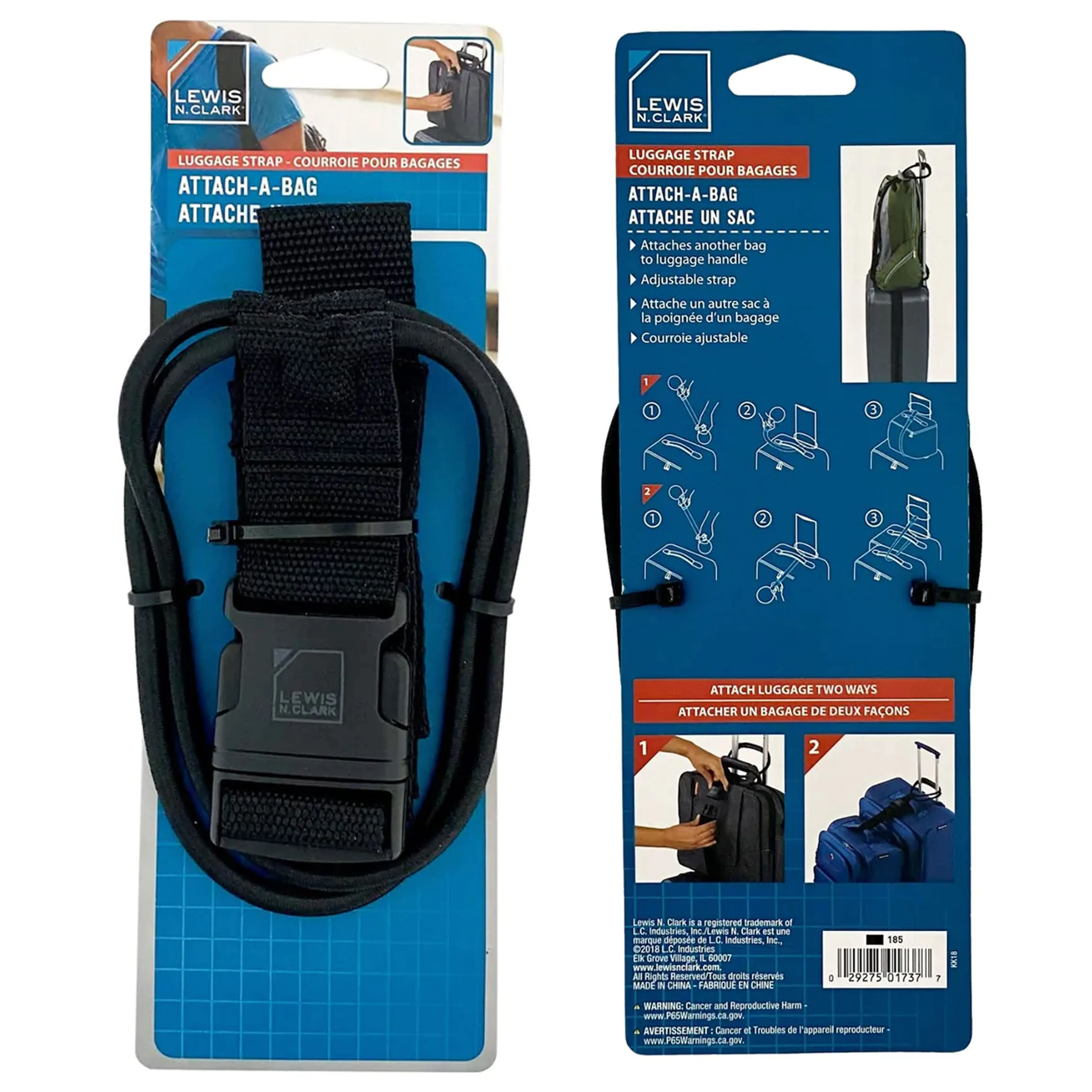 2 Pk Lewis N Clark Add A Bag Luggage Straps Suitcase Adjust Belt Bungee Travel