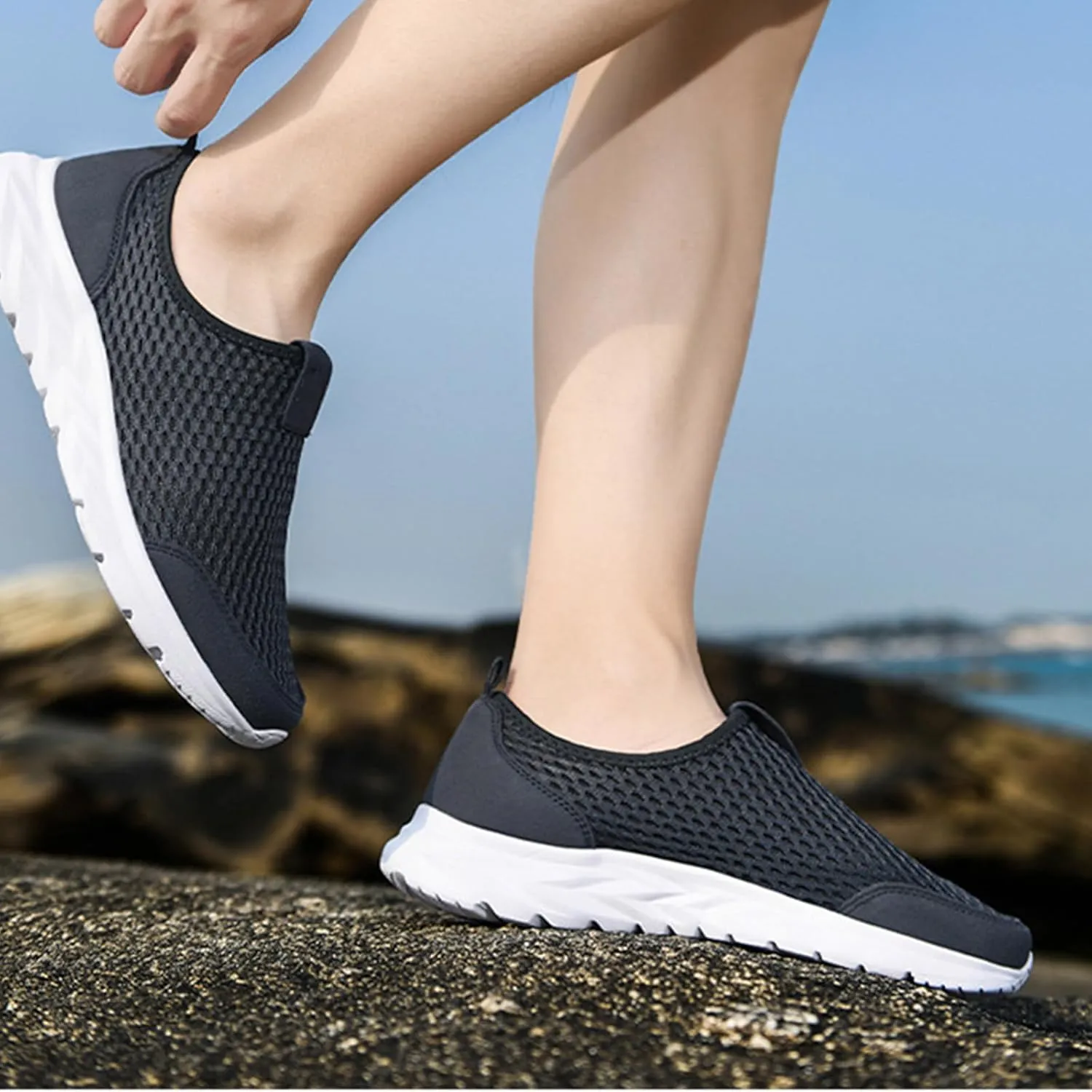 2025 New Walking Shoes for Women Men Hands Free Slip On Running Sneakers,Lightweight No Lace Soft Sole Breathable Sneakers Outdoor Fashion Simple Tennis Shoes with Arch Support