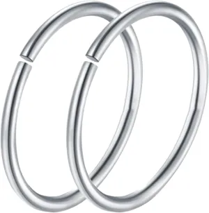 2PCS Sexy Body Jewelry Stainless Steel Seamless Segment Rings Nose Hoops Ear Piercing Tragus Nose Rings Ear Cartiliage Tragus (Main Stone Color : 10mm, Metal Color : Silver)