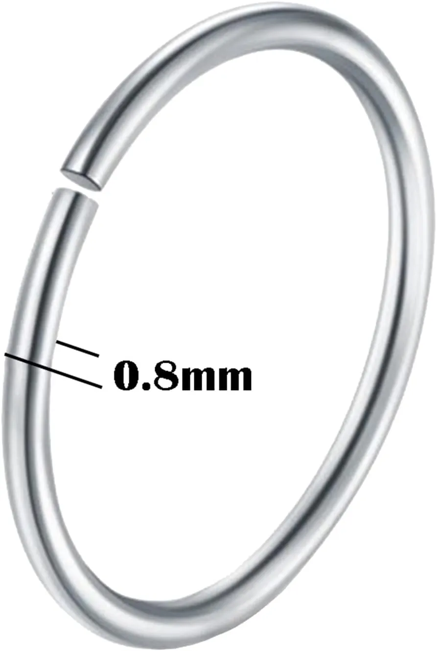 2PCS Sexy Body Jewelry Stainless Steel Seamless Segment Rings Nose Hoops Ear Piercing Tragus Nose Rings Ear Cartiliage Tragus (Main Stone Color : 10mm, Metal Color : Silver)