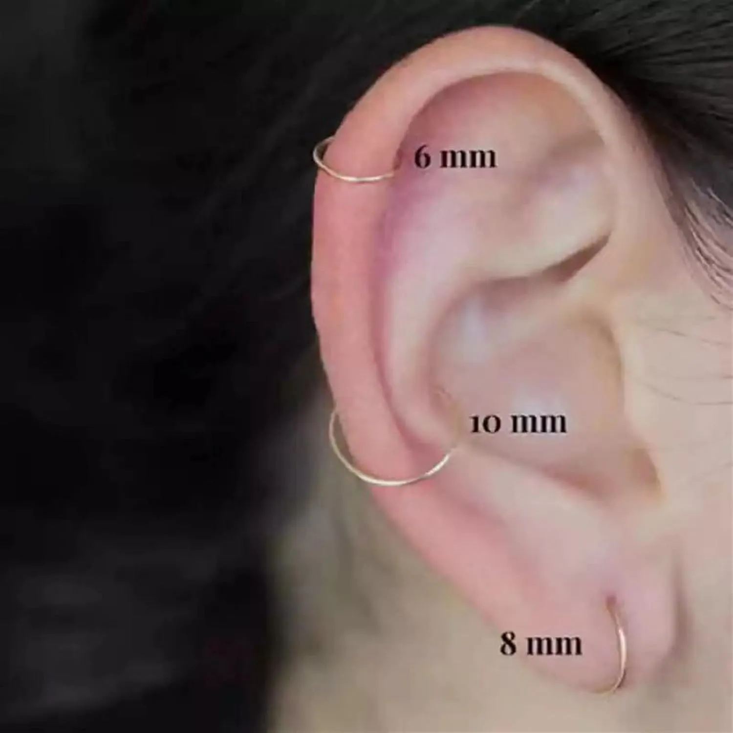 2PCS Sexy Body Jewelry Stainless Steel Seamless Segment Rings Nose Hoops Ear Piercing Tragus Nose Rings Ear Cartiliage Tragus (Main Stone Color : 10mm, Metal Color : Silver)