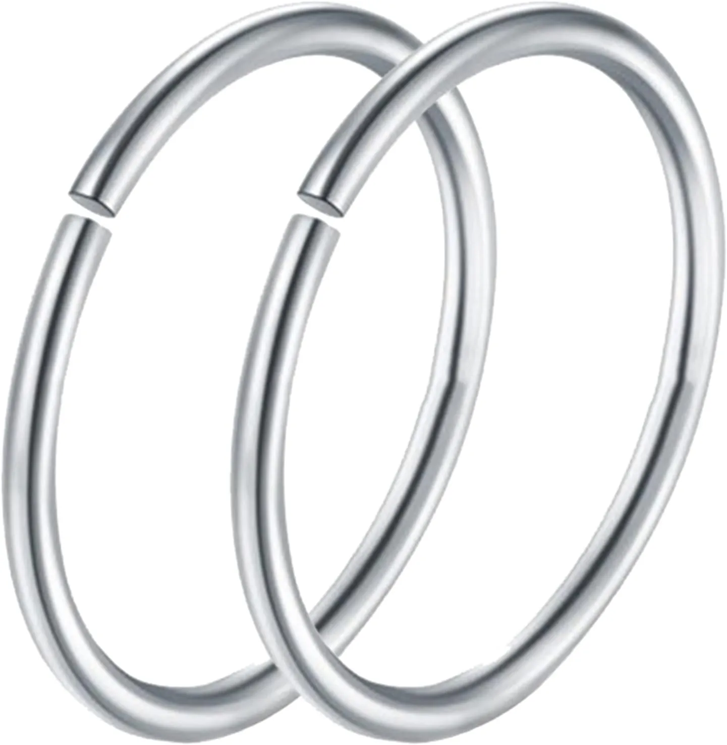 2PCS Sexy Body Jewelry Stainless Steel Seamless Segment Rings Nose Hoops Ear Piercing Tragus Nose Rings Ear Cartiliage Tragus (Main Stone Color : 10mm, Metal Color : Silver)