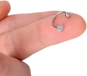 2Pcs Trendy Multiple Styles Snake Round Ball Crystal Moon Tragus Ear Piercing Stainless Steel Earrings Helix Cartilage Studs (Metal Color : 6 Silver arc)