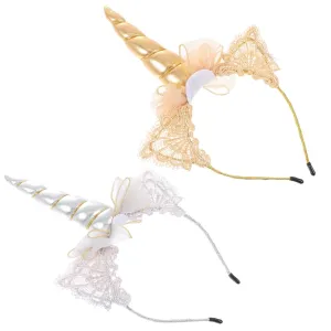2Pcs Unicorn Costume Hair Hoops for Cute Party Headdress for Festivals and Cosplay Handmade Design for Playful Atmosphere for Birthday Celebrations and Performances