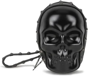 3D Skull Purse Wristlet Bag Waist Pack for Women Rivet Punk Gothic Clutch Wallet Handbag Belt Bags-Black