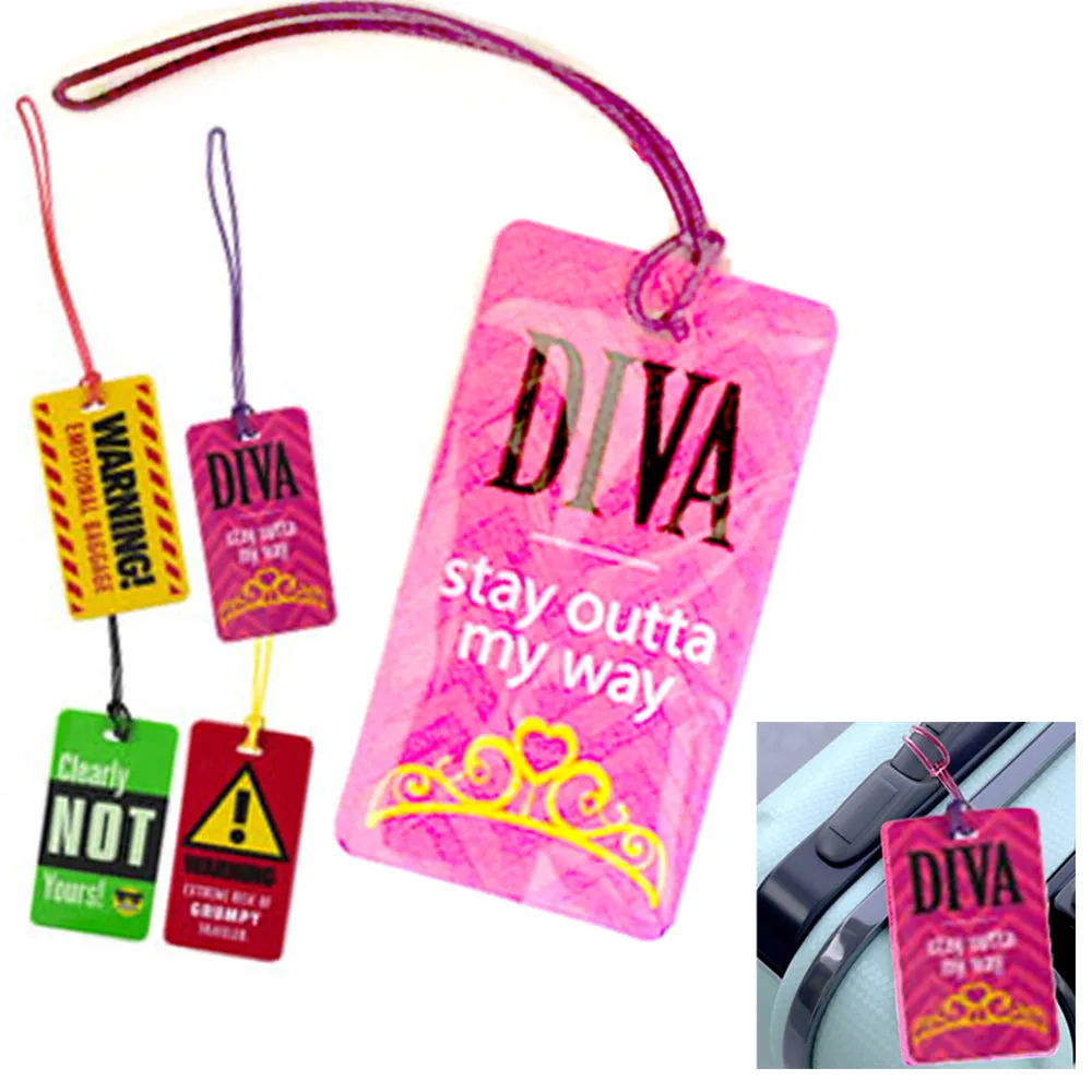 4 Luggage Travel Bag Tag Plastic Suitcase Baggage Office Name Address ID Label