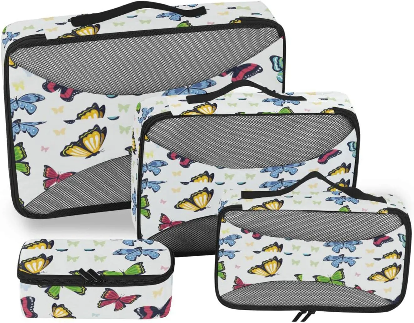 4 Pcs Travel Packing Cubes for Suitcases Colorful Butterflies Travel Packing Cubes Visible Luggage Cubes Organizers Suitcase Organizer Bags Set