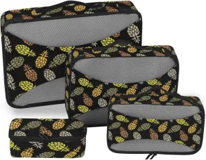 4 Pcs Travel Packing Cubes for Suitcases Colorful Pineapples Travel Packing Cubes Visible Luggage Cubes Organizers Suitcase Organizer Bags Set