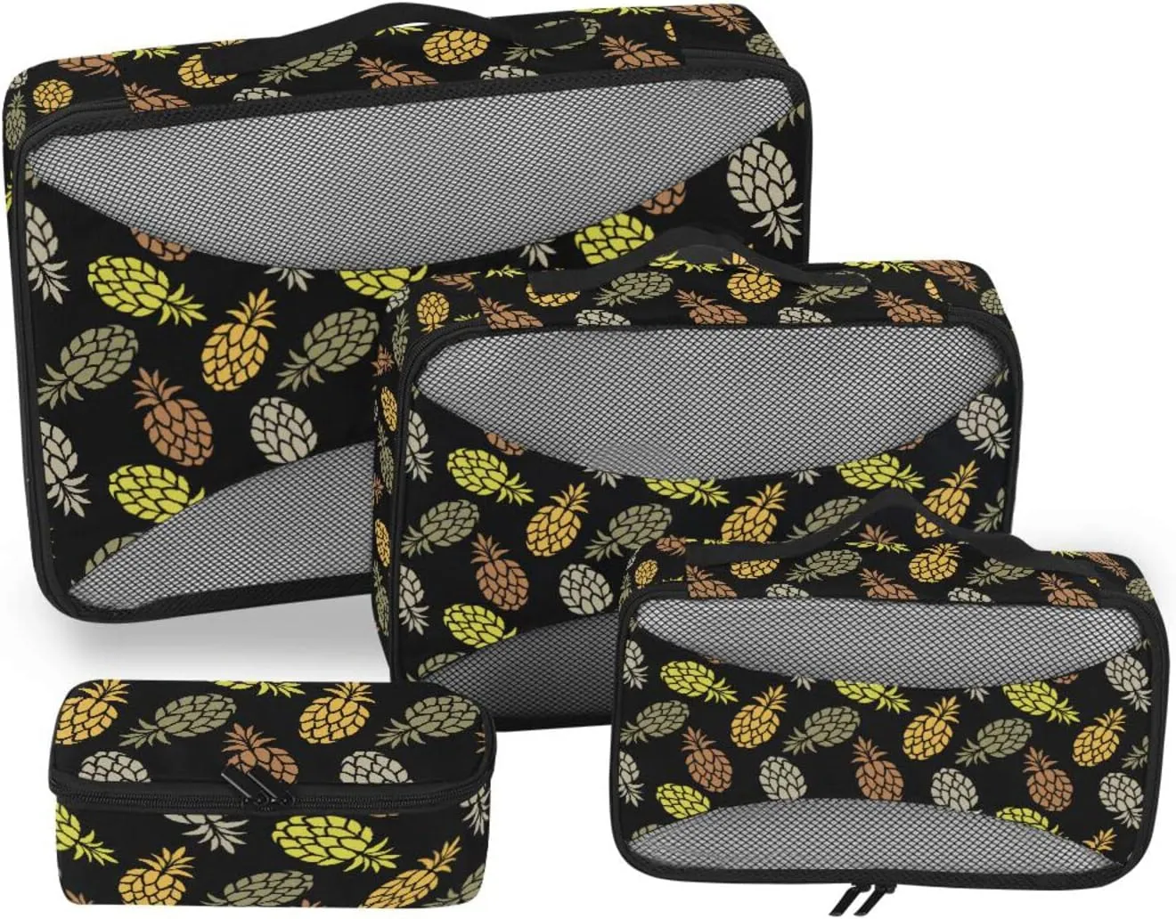4 Pcs Travel Packing Cubes for Suitcases Colorful Pineapples Travel Packing Cubes Visible Luggage Cubes Organizers Suitcase Organizer Bags Set