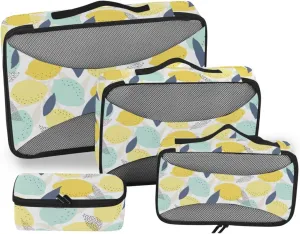 4 Pcs Travel Packing Cubes for Suitcases Lemons Pattern Travel Packing Cubes Visible Luggage Cubes Organizers Suitcase Organizer Bags Set