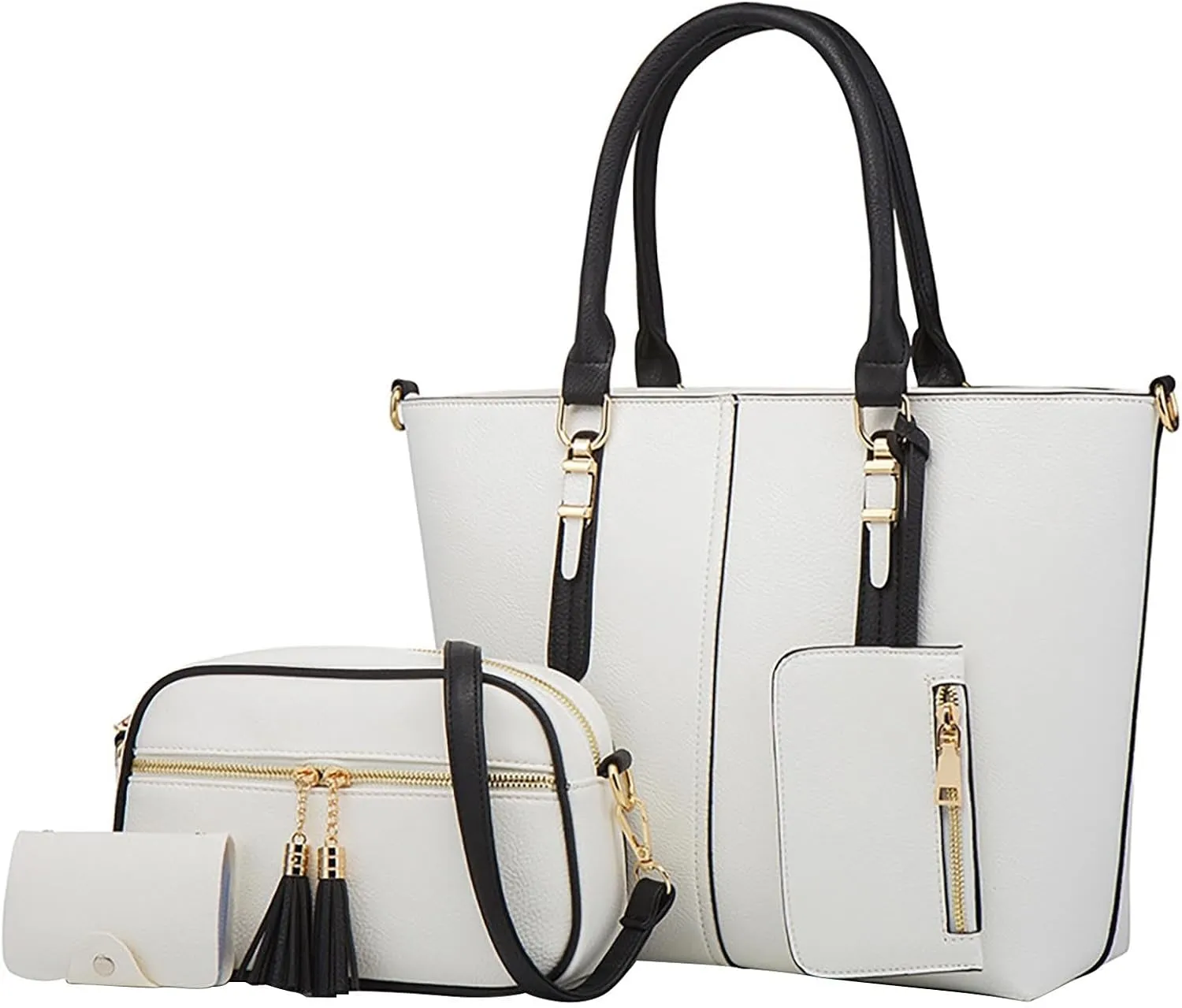 4Pcs Women Fashion Handbags Soft Faux Leather Handbag Trendy Top Handle Satchel Purse Set Casual Crossbody Bags