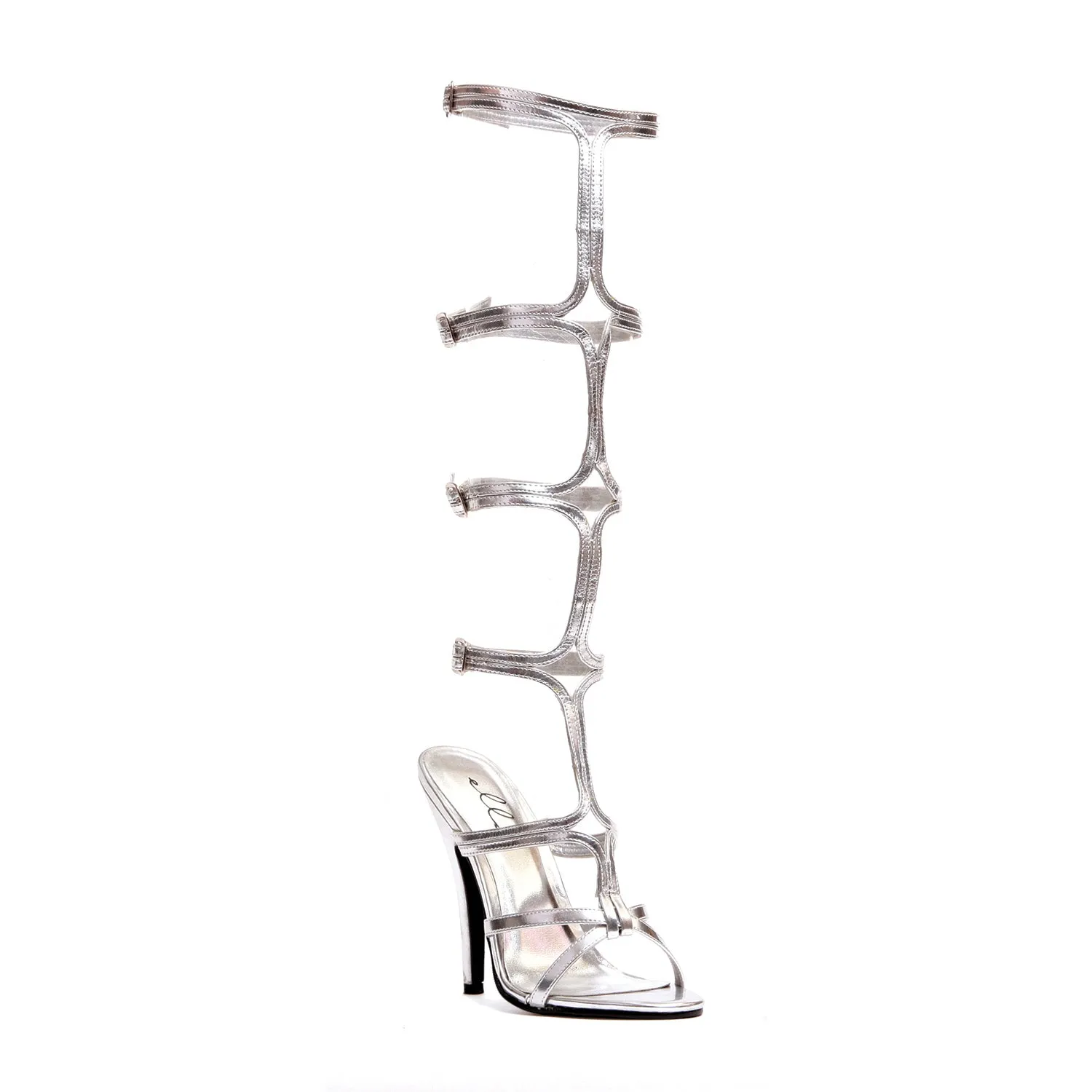 5 Heel Knee High Strap Up Sandal