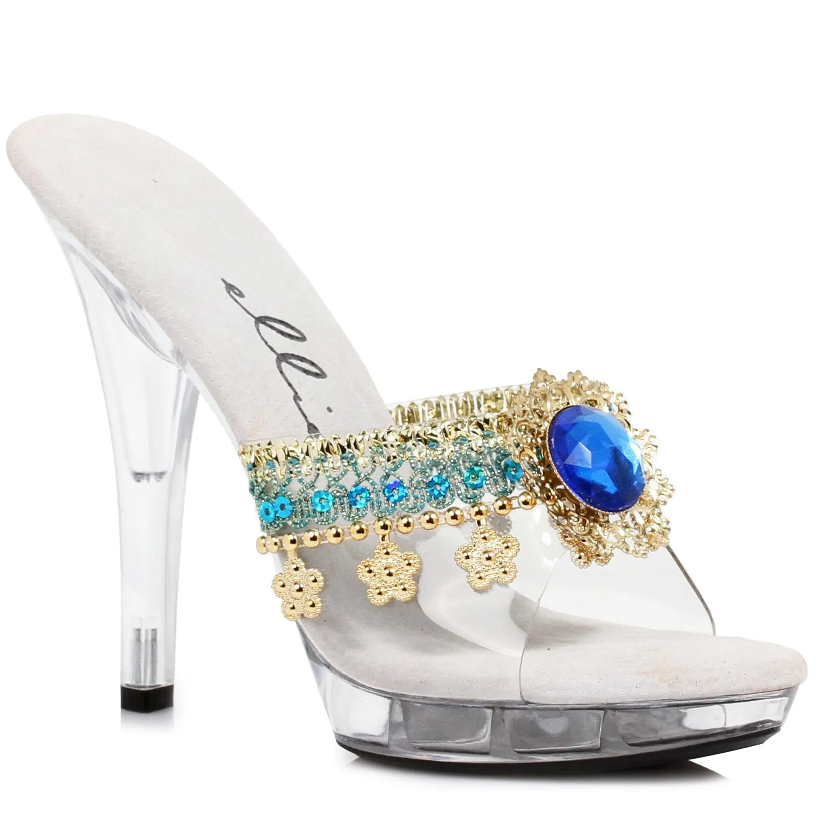 5 Heel Mule With Jewel Charm Details