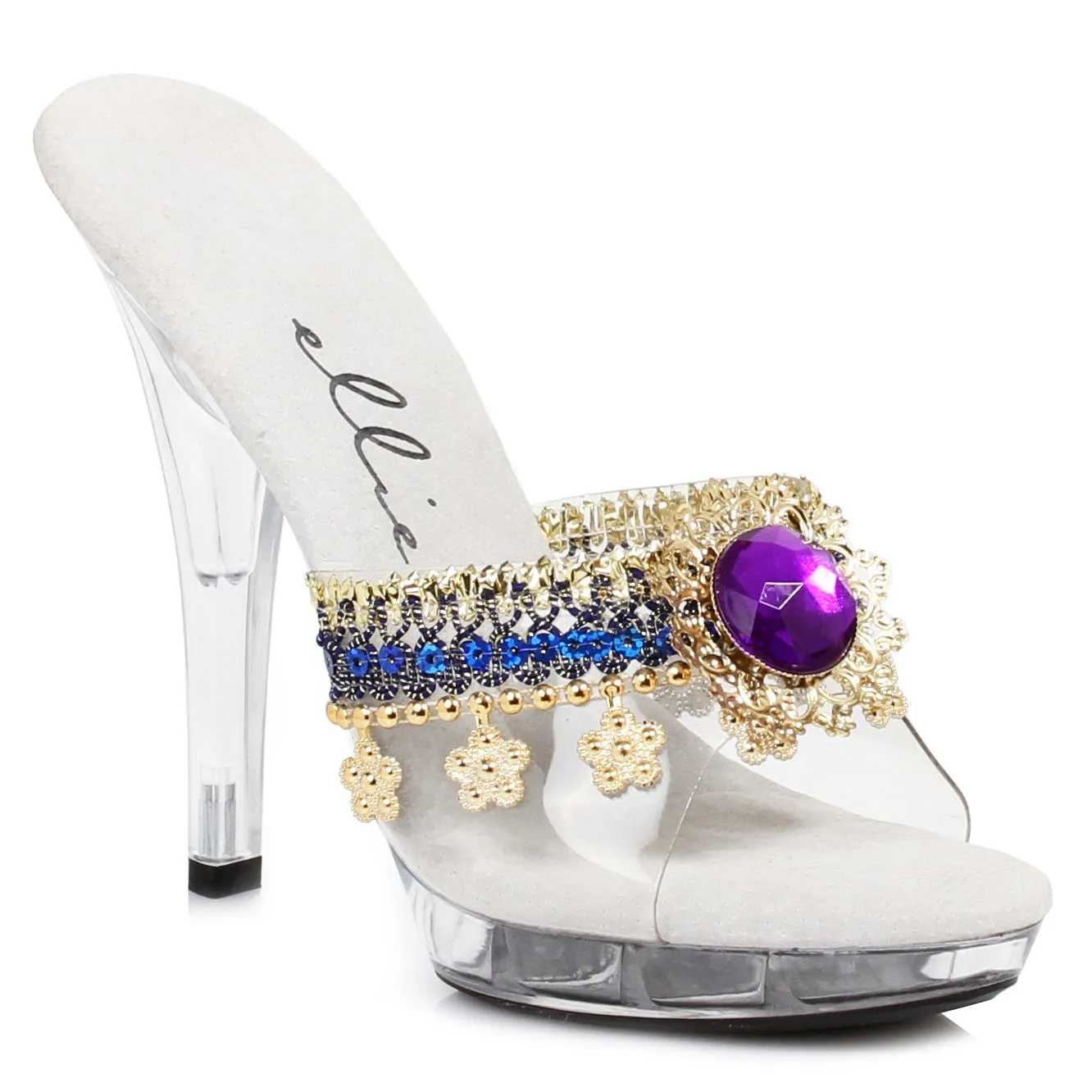 5 Heel Mule With Jewel Charm Details