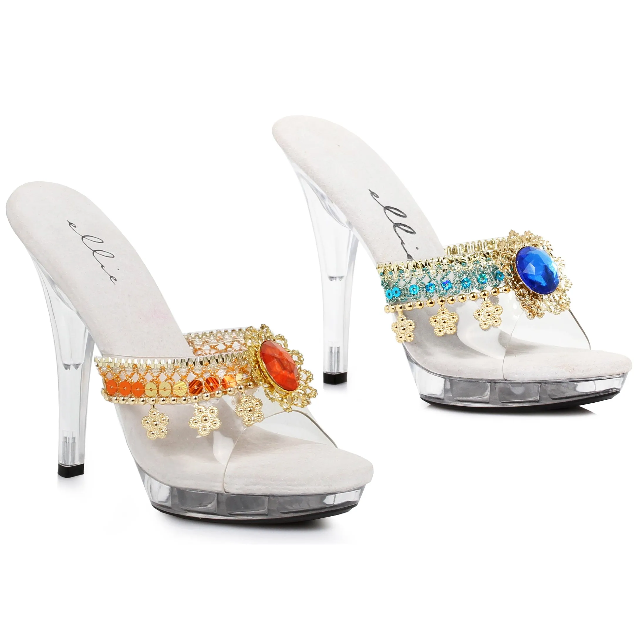 5 Heel Mule With Jewel Charm Details
