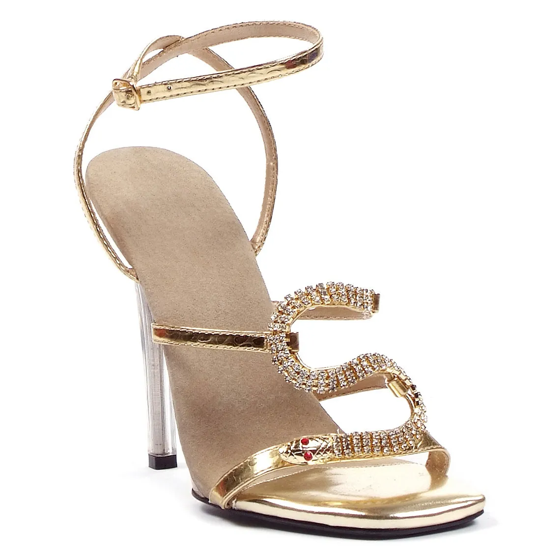 5 Heel Strap Sandal with Snake Dcor