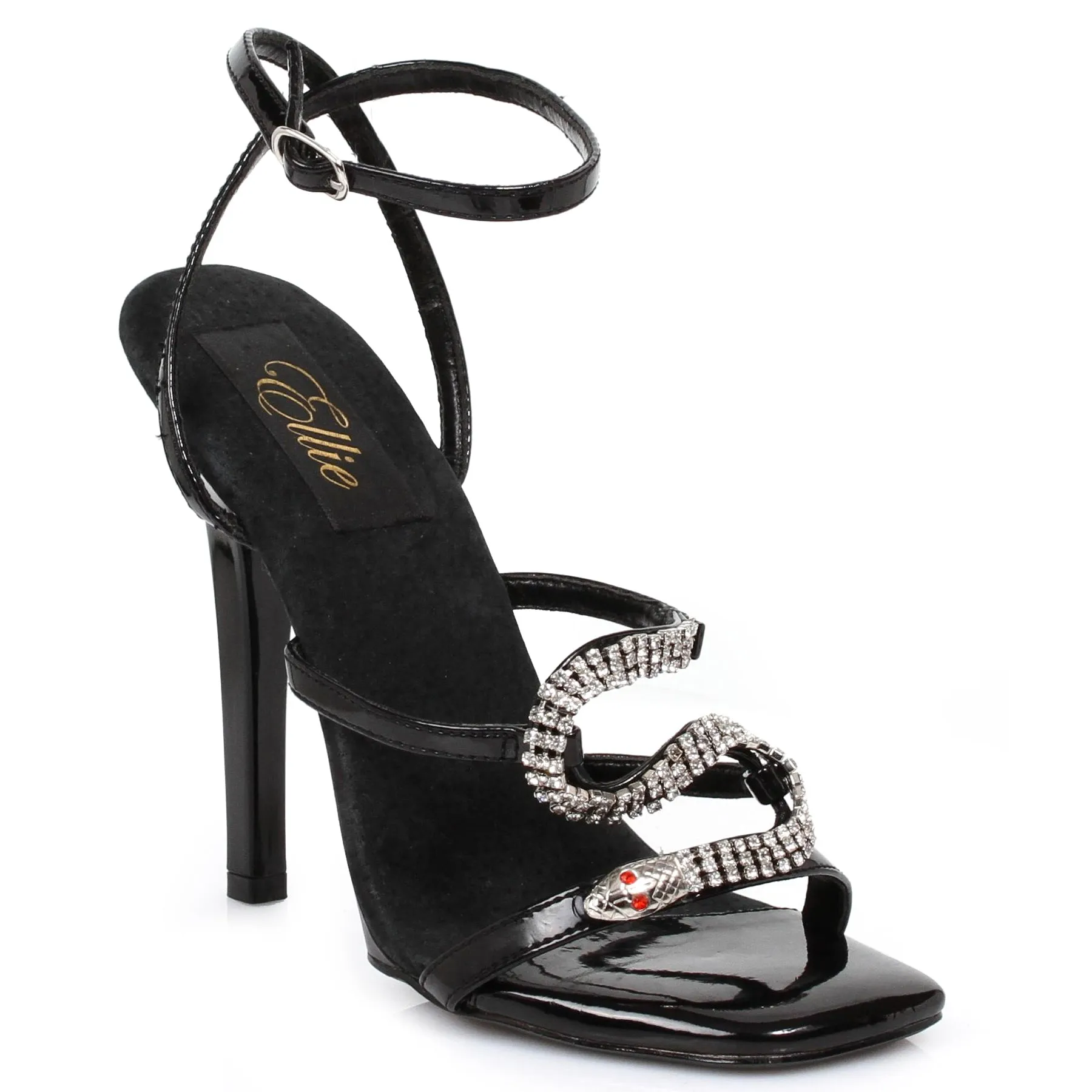 5 Heel Strap Sandal with Snake Dcor