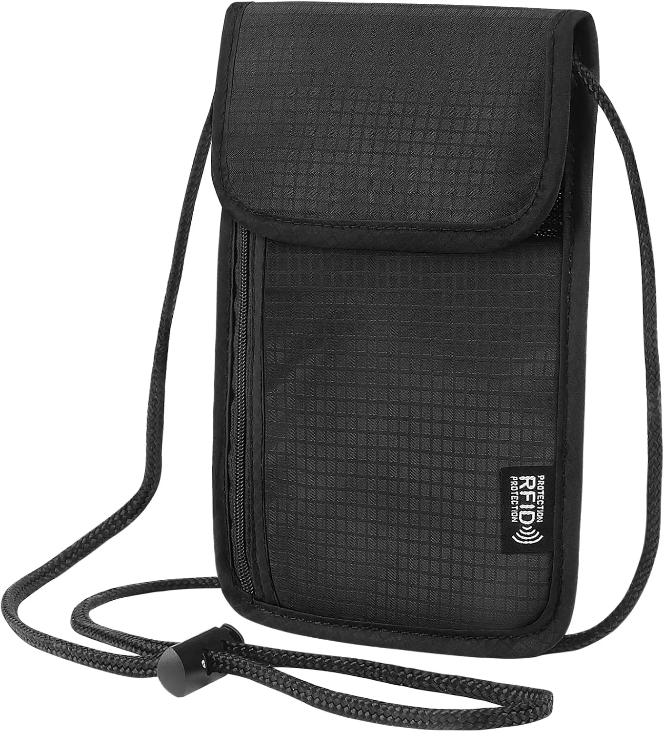 5.5" L x 7.9" W Travel Neck Wallet, RFID Blocking Passport Holder, Security Lightweight Passport Travel Wallet, Neck Pouch Gifts for Women Men(Black)