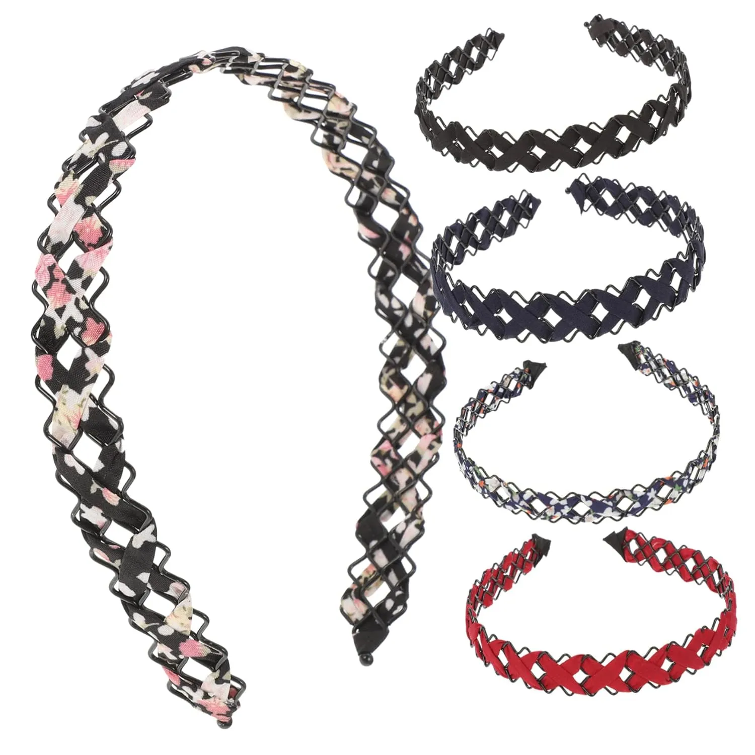 5pcs Wide Brim Headband for Women Hair Covers Clip Headbands Boho Style Hair Ties Hair Decorations for Braids Chic Home Accessory