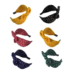 6Pcs Knotted Hair Bands Bowknot Headbands with Leopard Print Hair Accessories for Women for Parties and Daily Use Yellow Red Green Khaki