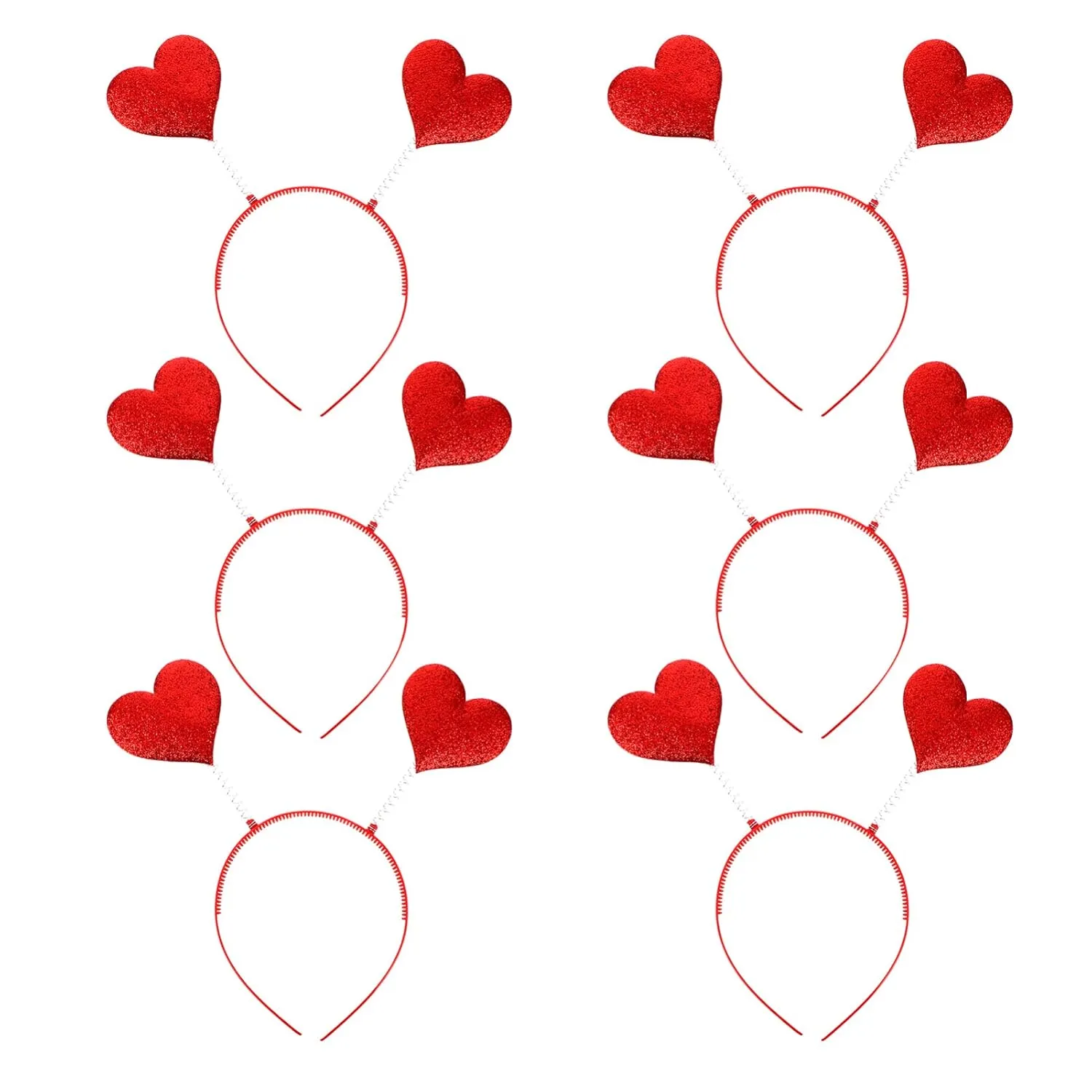 6Pcs Valentines Day Headband Cute Heart Headband Lovely Hairband Couple Heart Hairhoop Festival Headdress for Women Men