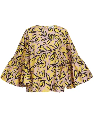 Ablaze Yellow Ruffle Sleeve Top