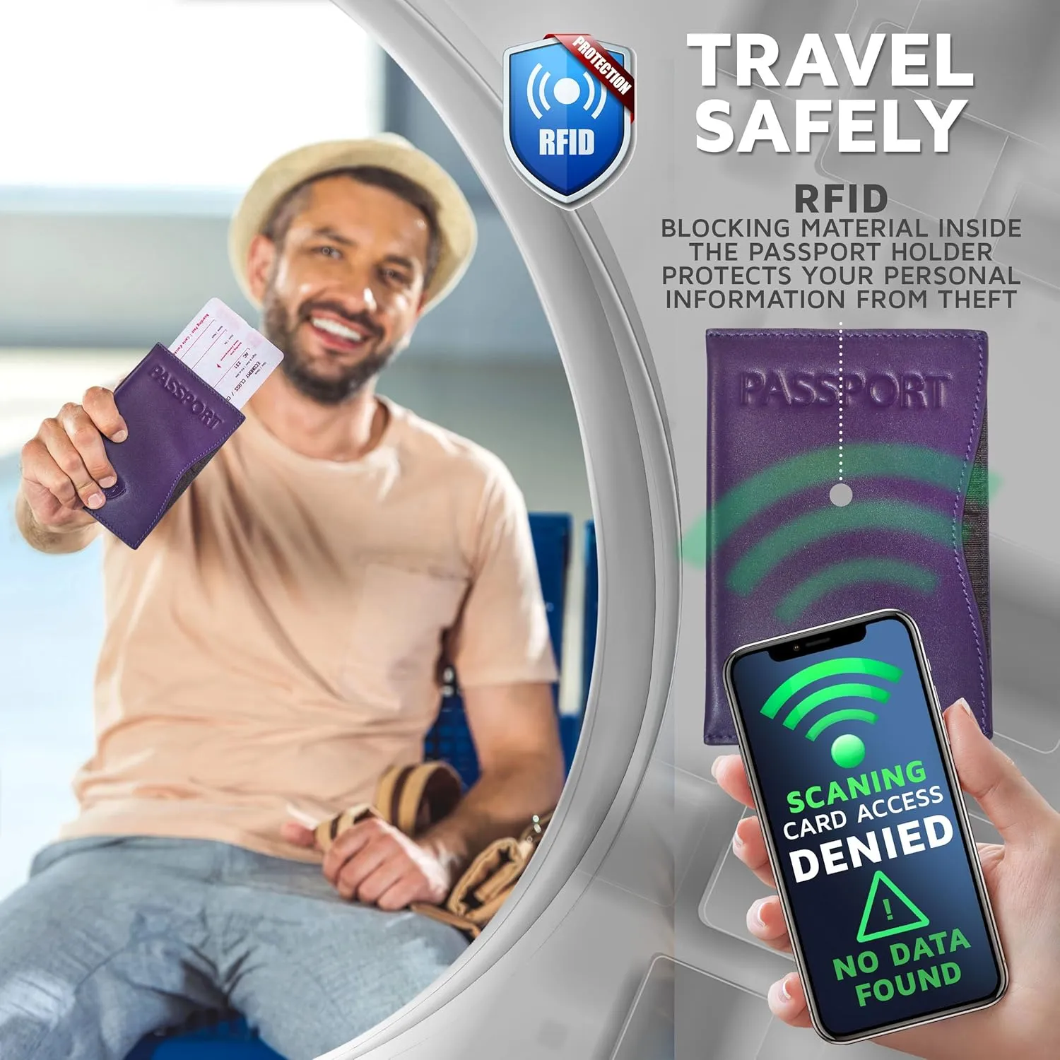 Alban RFID Passport Holder Women Men RFID Blocking Travel Passport Wallet Case Genuine Leather Passport Cover porta pasaporte