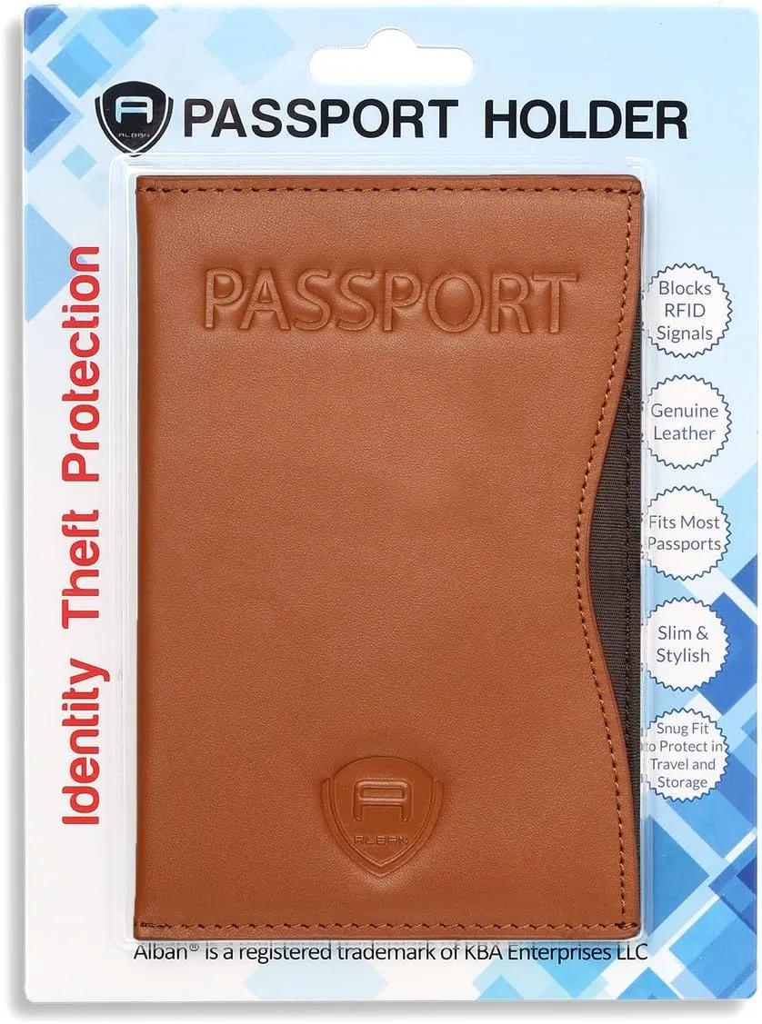 Alban RFID Passport Holder Women Men RFID Blocking Travel Passport Wallet Case Genuine Leather Passport Cover porta pasaporte