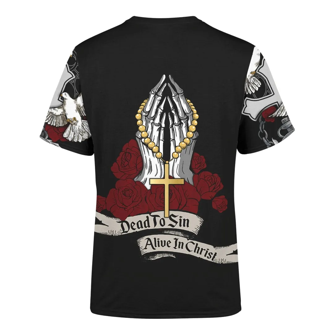 Alive In Christ Jesus - Christian 3d Shirts For Men Women - Custom Name T-Shirt