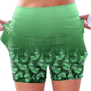AMDBEL Womens Skorts Dressy Casual,Athletic Skorts for Women Shorts Fashion Floral Printed Stretchy Tummy Control Skorts