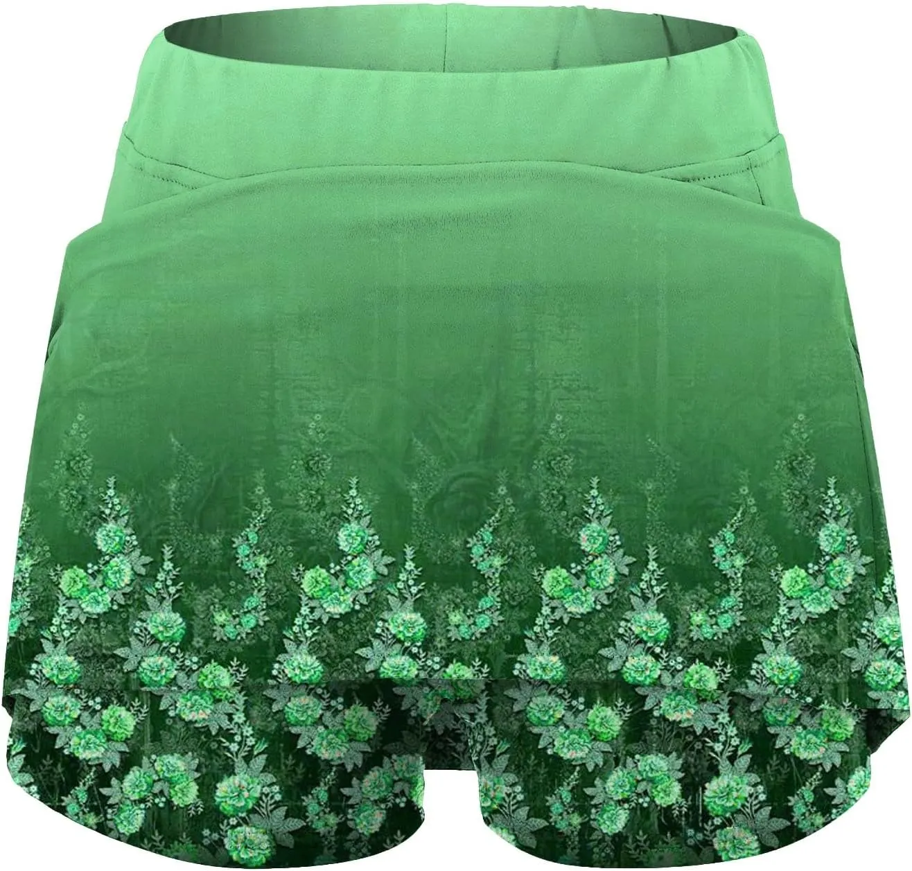AMDBEL Womens Skorts Dressy Casual,Athletic Skorts for Women Shorts Fashion Floral Printed Stretchy Tummy Control Skorts